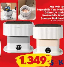 MİO WM10 TAŞINABİLİR YENİ NESİL 10 LİTRE UV IŞIKLI KATLANABİLİR MİNİ ÇAMAŞIR MAKİNESİ